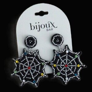 Bijoux Bar Spiderweb Beaded Dangle Earrings